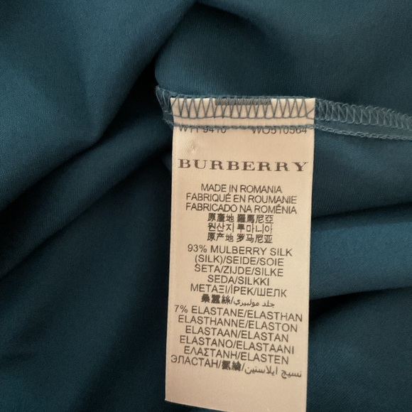 Burberry of London Deep Teal Button Down Blouse Size 12 - Picture 8 of 11